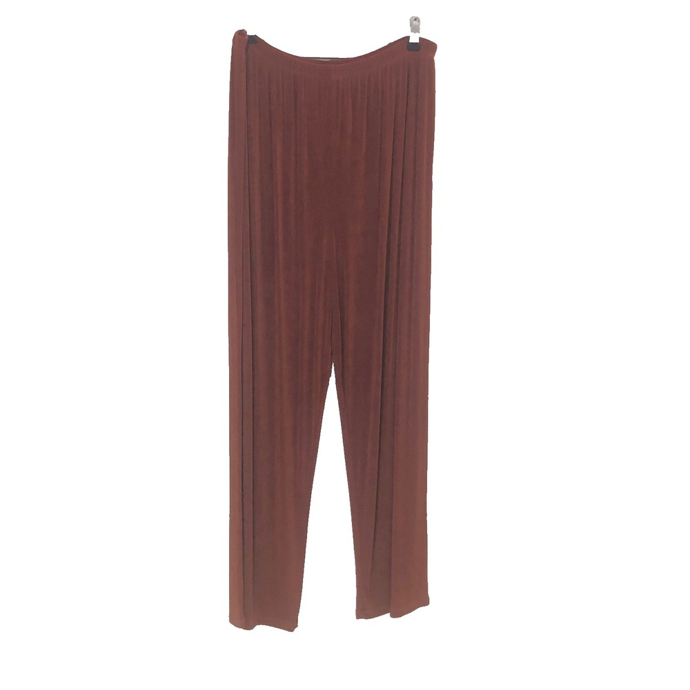 Citiknits‎ Womens Warm Brown Jersey Knit Pants Vintage Slinky Size L